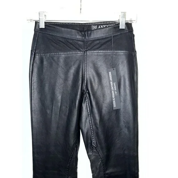 BLANK NYC Black Vegan Leather & Suede Leather Pants Leggings Women's 24 NWTS (k) - Picture 9 of 12